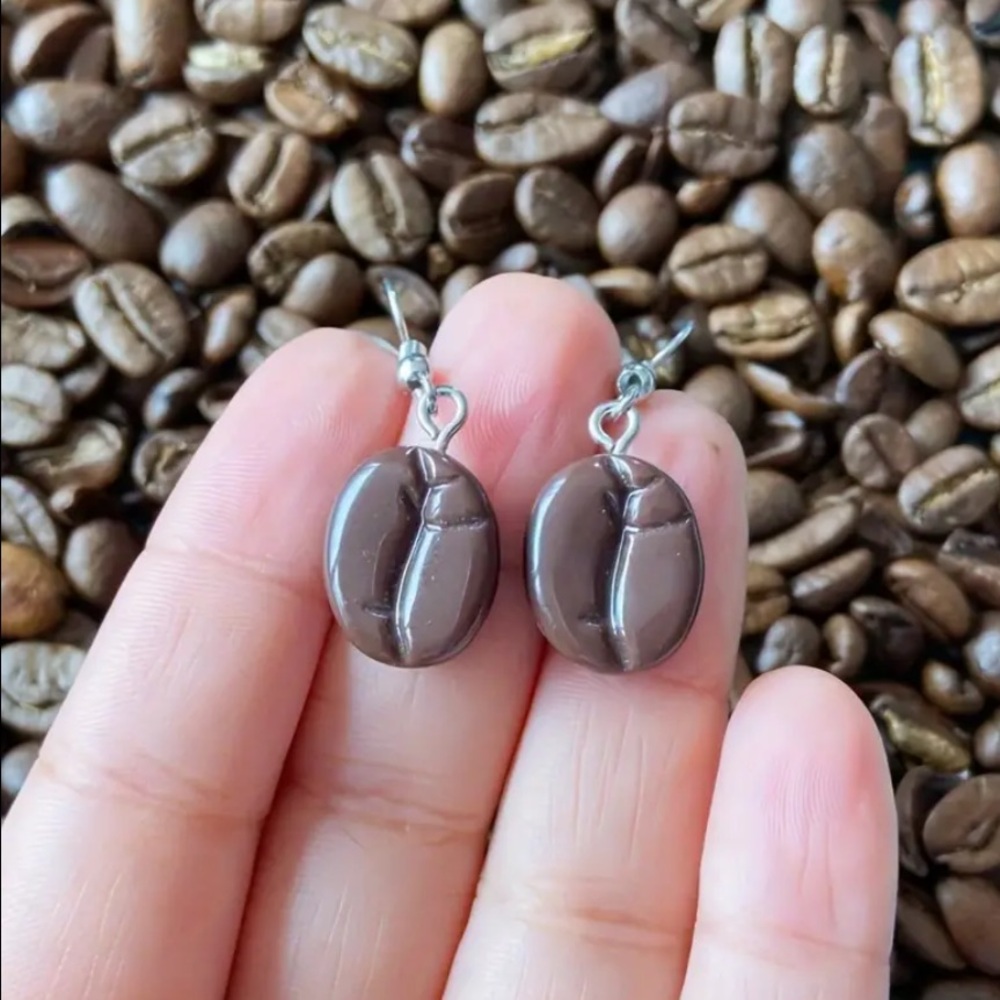 Coffee Bean Hook Earrings